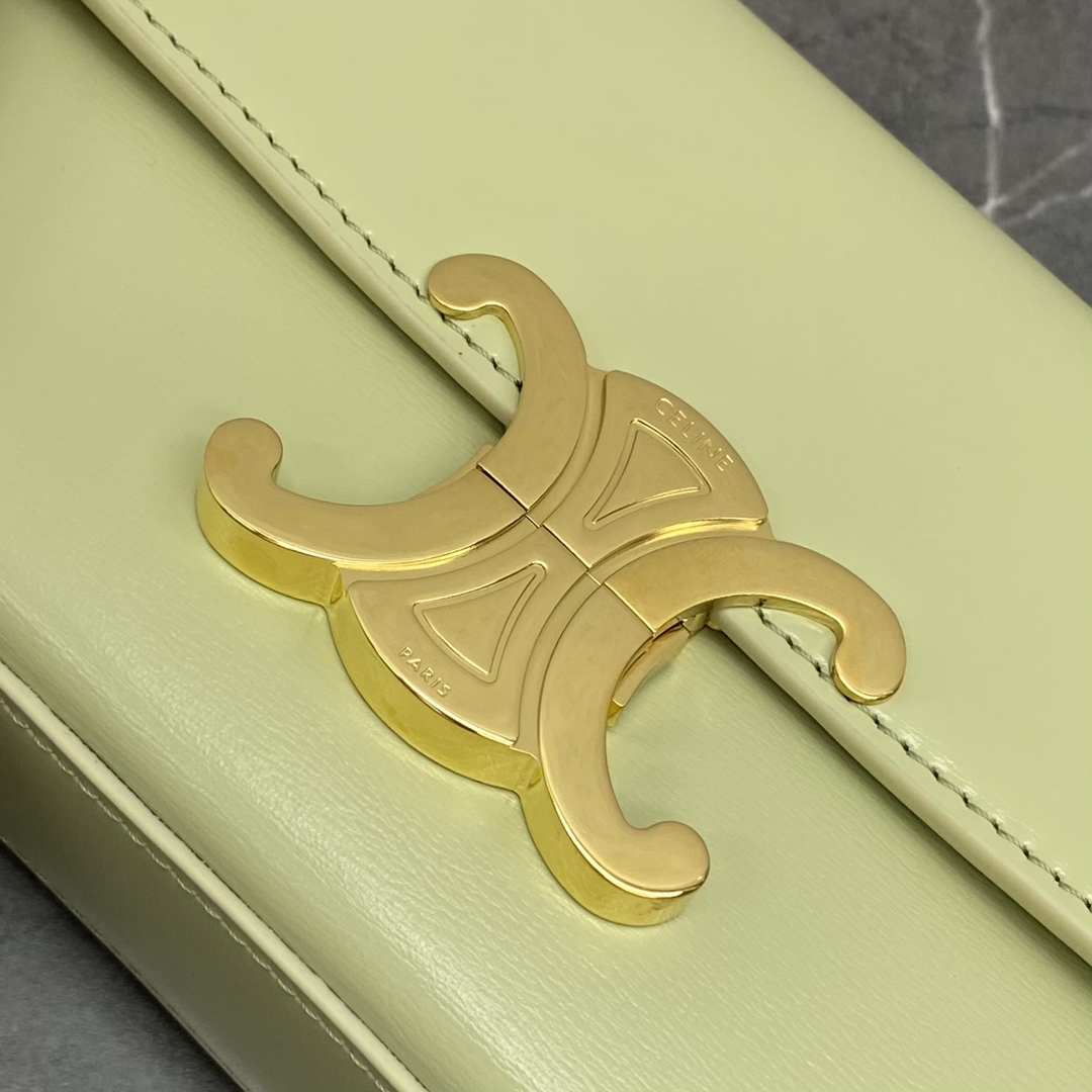 Celine Chain Shoulder Bag Claude In Shiny Calfskin Light Green/Gold 197992